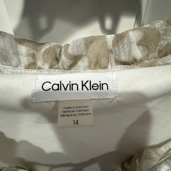 Calvin Klein Sleeveless Maxi Dress – Size 14 –‎ Neutral Pattern, Tiered Skirt - Picture 5 of 7